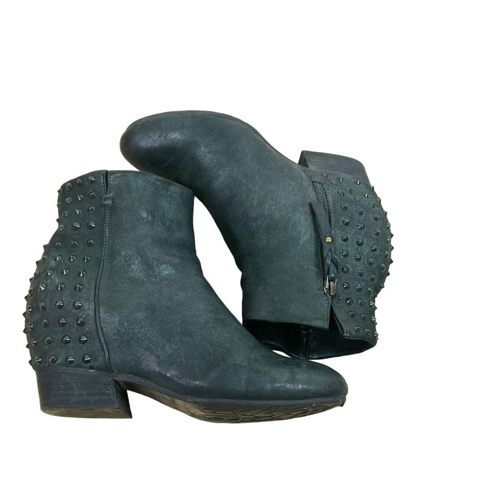 Gentle Souls Fierce black green stud heeled ankle booties womens 6 1/2M - Picture 3 of 10